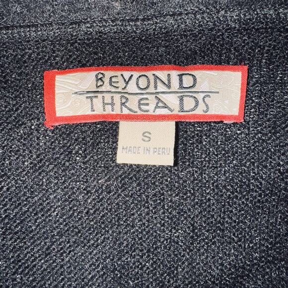 Beyond Threads Small Alpaca Wool Black Sweater Cardigan Asymmetrical Lagenlook - Picture 6 of 9